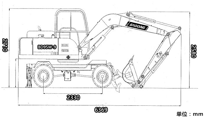 寶鼎95型號輪式挖掘機參數