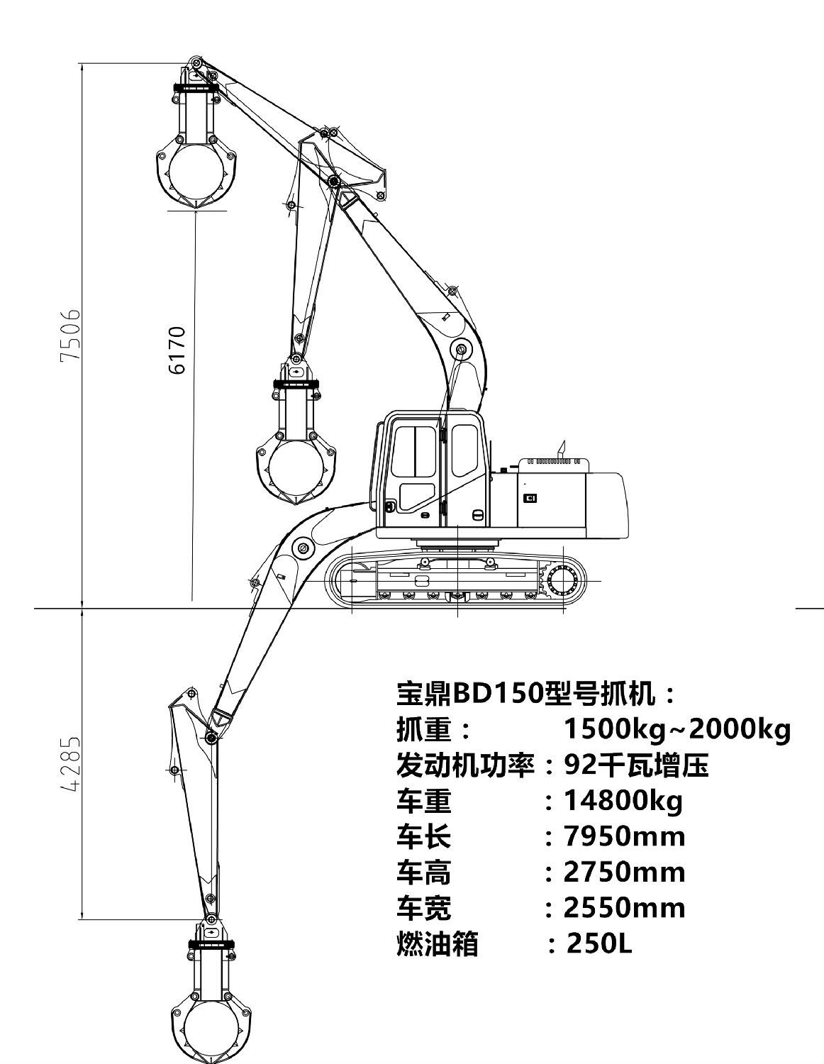 寶鼎150抓機參數圖