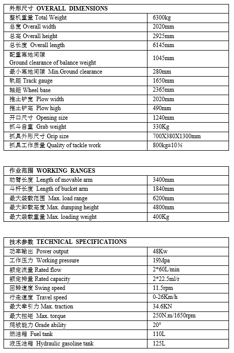 寶鼎85抓木機技術參數